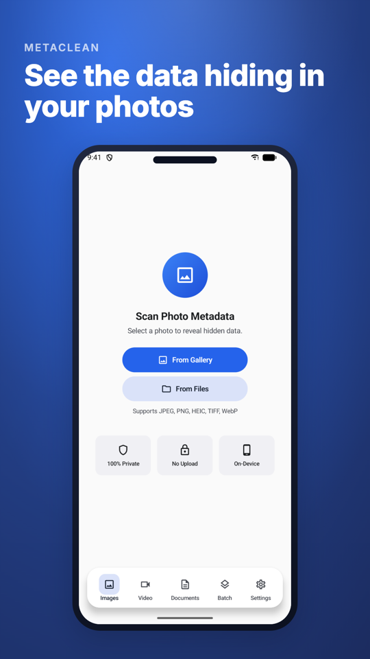 MetaClean Android app screenshot 1