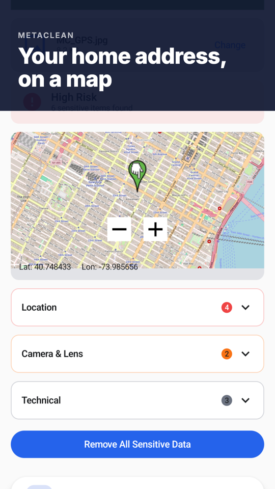 MetaClean Android app screenshot 2