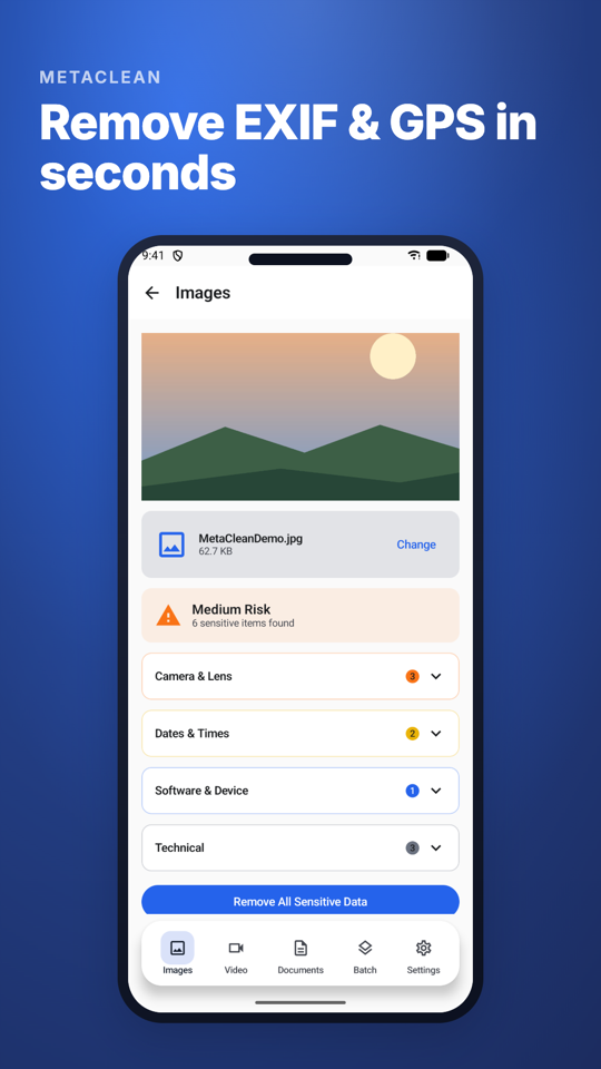 MetaClean Android app screenshot 3